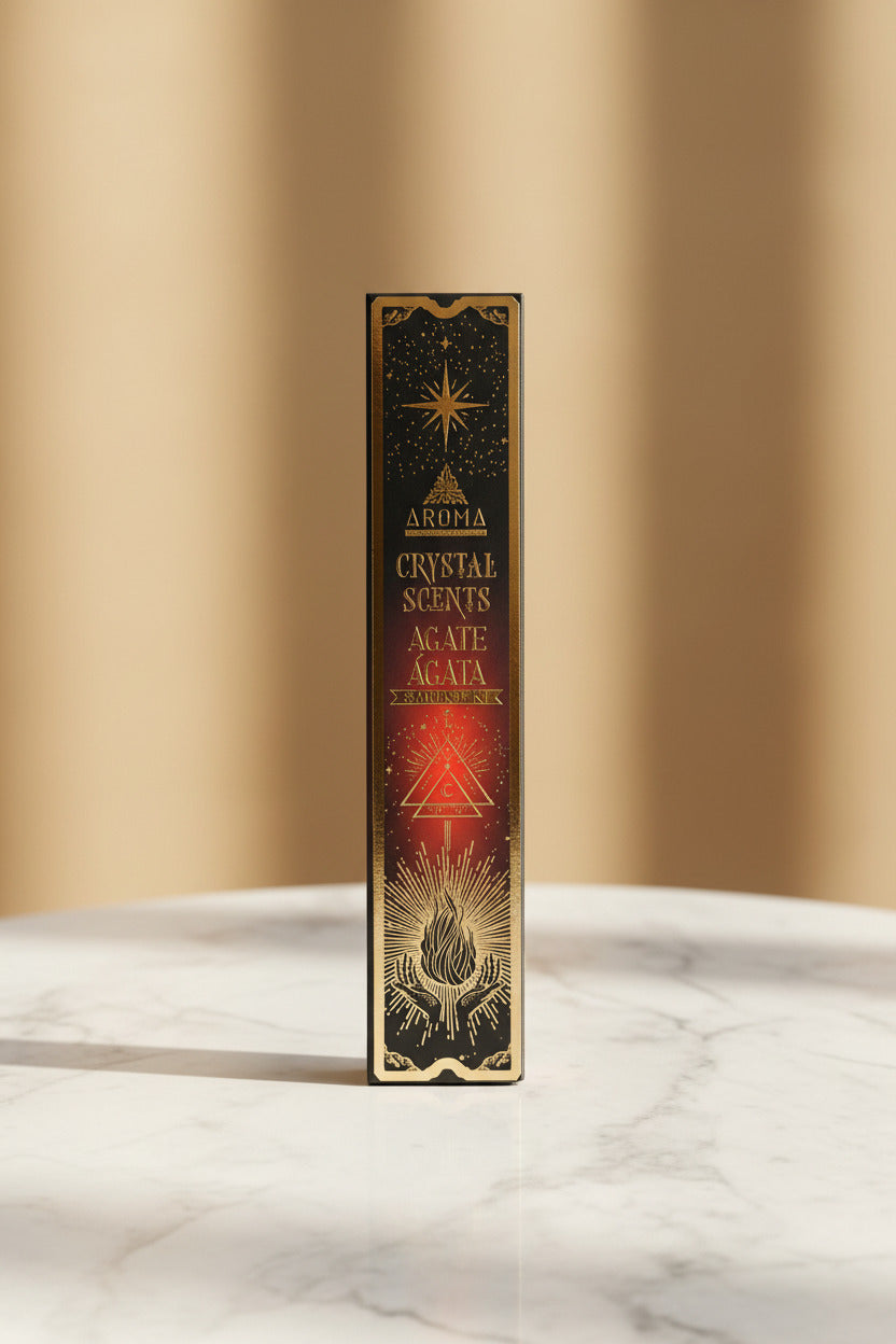 Incienso Artesanal Crystal Ágata - Aroma de Equilibrio y Estabilidad (20g) - Con Piedras Naturales de Ágata