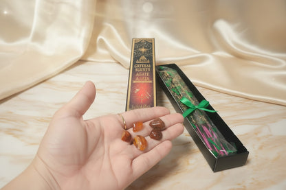 Incienso Artesanal Crystal Ágata - Aroma de Equilibrio y Estabilidad (20g) - Con Piedras Naturales de Ágata