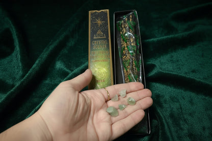 Incienso Artesanal Crystal Aventurina - Aroma de Oportunidad y Crecimiento (20g) - Con Piedras Naturales de Aventurina Verde