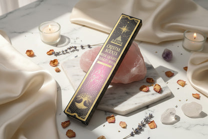 Incienso Artesanal Crystal Cuarzo Rosa - Aroma de Amor Propio y Armonía (20g) - Con Piedras Naturales de Cuarzo Rosa