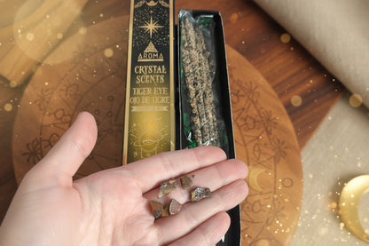 Incienso Artesanal Aroma – Kit de Bienestar con Piedras Naturales de Ojo de Tigre