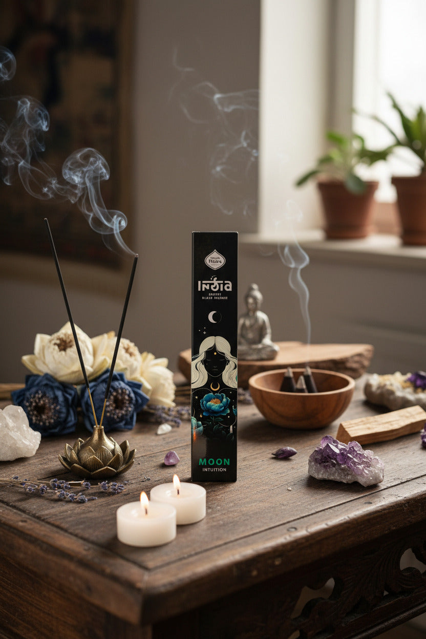 Incienso Artesanal Moon – Luxury Black Edition por Sagrada Madre (Hecho en India)