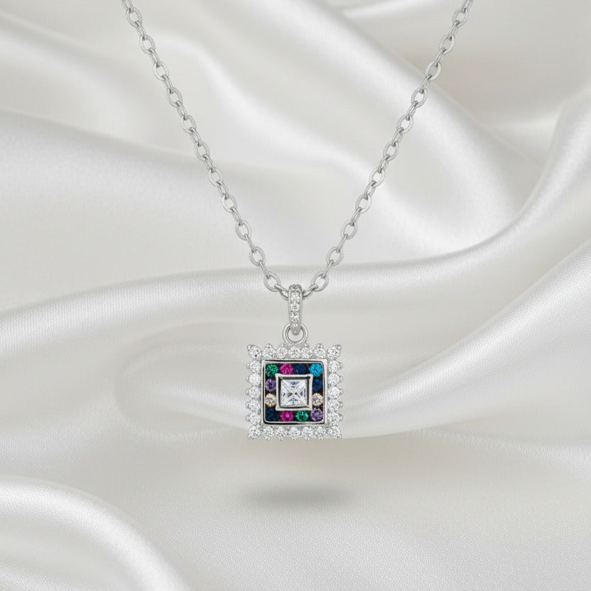 Conjunto "Portal de Luz" en Plata Rodiada - Amuleto de Color y Armonía