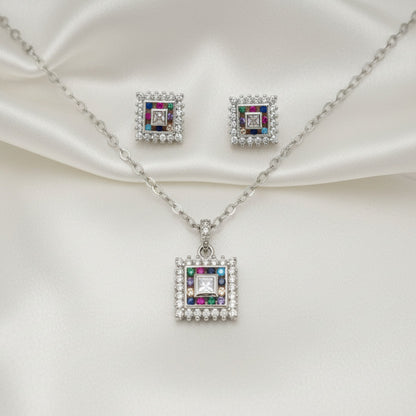 Conjunto "Portal de Luz" en Plata Rodiada - Amuleto de Color y Armonía