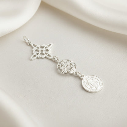 Colgante "Trinidad Sagrada" en Plata de Ley - Amuleto de Protección y Equilibrio