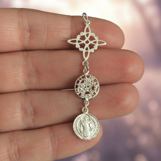 Colgante "Trinidad Sagrada" en Plata de Ley - Amuleto de Protección y Equilibrio