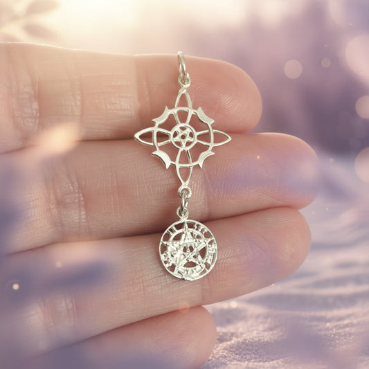 Colgante "Dualidad Ancestral" en Plata de Ley - Amuleto Celta y Tetragramatón