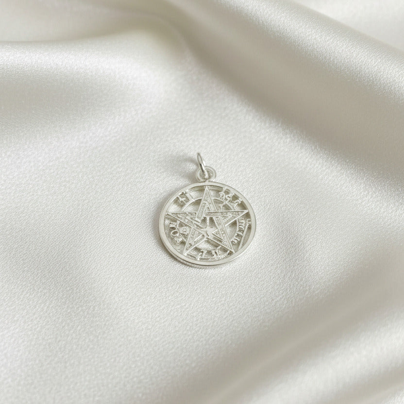 Colgante "Estrella de la Intuición" en Plata de Ley - Amuleto Tetragramatón Sagrado