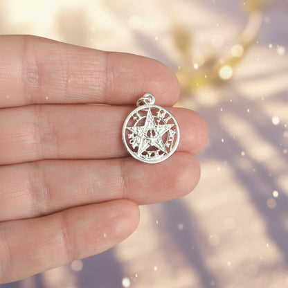 Colgante "Estrella de la Intuición" en Plata de Ley - Amuleto Tetragramatón Sagrado