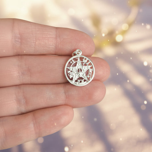 Colgante "Estrella de la Intuición" en Plata de Ley - Amuleto Tetragramatón Sagrado