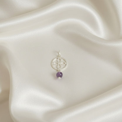 Colgante "Claridad Interior" en Plata de Ley - Amuleto Trébol de Cuatro Hojas y Amatista