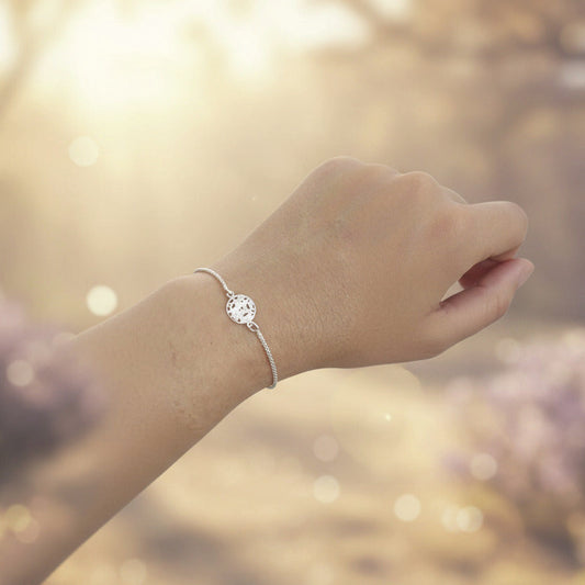 Pulsera "Centro de Luz" en Plata de Ley - Amuleto Tetragramatón con Cadena Coreana