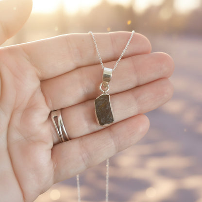 Colgante Moldavita en Plata de Ley 925 - Piedra Natural Transformadora