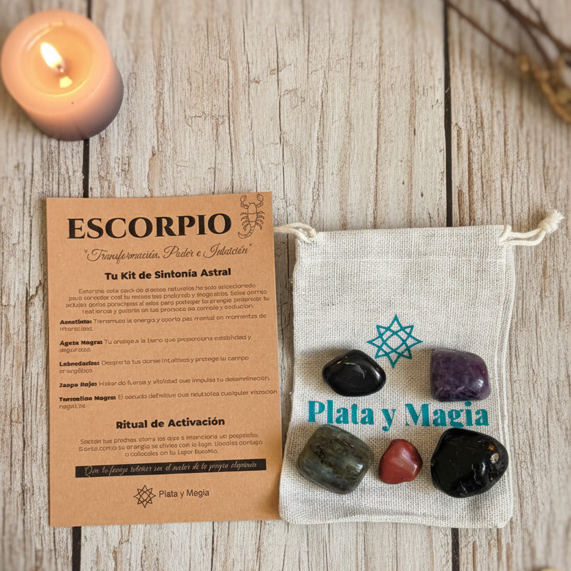 Kit de Sintonía Astral Escorpio – Pack de Minerales para la Resiliencia y la Fuerza Interior