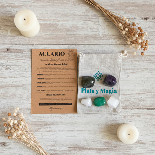 Kit de Sintonía Astral Acuario – Pack de Minerales para la Innovación, Libertad y Visión de Futuro