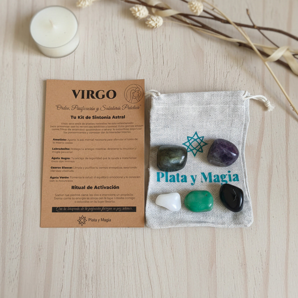 Kit de Sintonía Astral Virgo – Pack de Minerales para el Equilibrio, el Orden y la Claridad