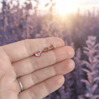 Pendientes Corazón Rosa "Chispa de Luz" – Plata de Ley 925 y Circonita (6mm)