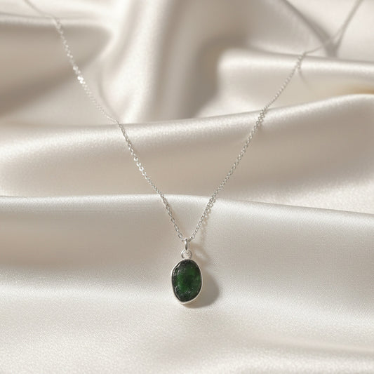 Colgante Moldavita en Plata de Ley 925 - Piedra Natural Transformadora