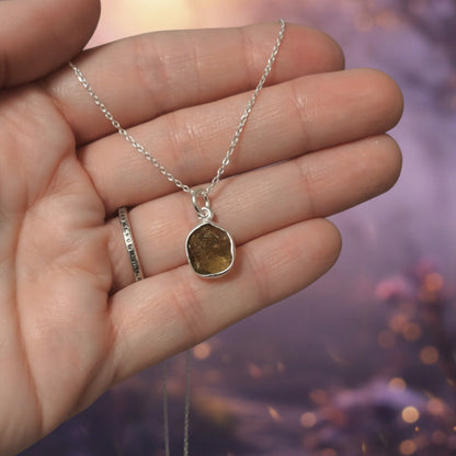 Colgante Moldavita en Plata de Ley 925 - Piedra Natural Transformadora