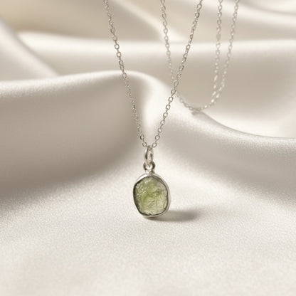 Colgante Moldavita en Plata de Ley 925 - Piedra Natural Transformadora