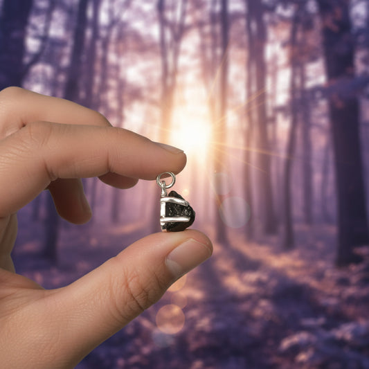 Colgante Moldavita en Plata de Ley 925 - Piedra Natural Transformadora