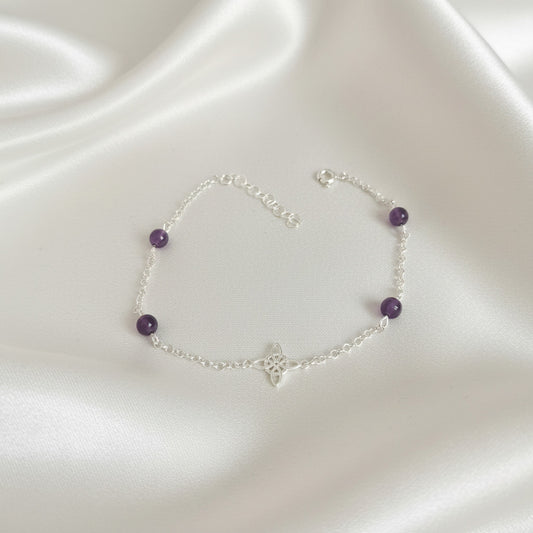 Pulsera "Equilibrio Esencial" – Nudo de Bruja y Amatista en Plata de Ley 925