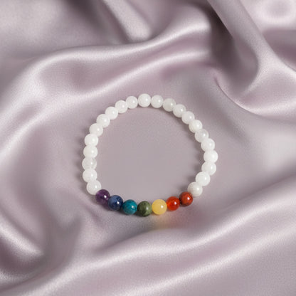 Pulsera "Ciclos de Luz" – Piedra de Luna Natural y Siete Chakras