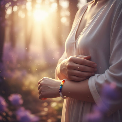 Pulsera "Ciclos de Luz" – Piedra de Luna Natural y Siete Chakras