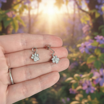 Pendientes "Vínculo Eterno" – Huellas en Plata de Ley Rodiada y Circonitas