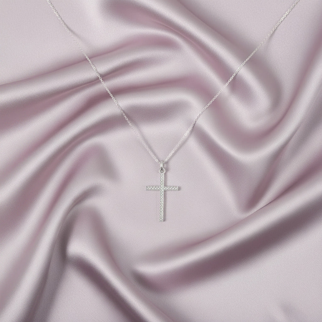 Colgante "Dualidad Sagrada" – Cruz de Doble Faz en Plata de Ley (Pulida y Labrada)