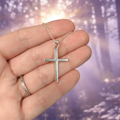 Colgante "Dualidad Sagrada" – Cruz de Doble Faz en Plata de Ley (Pulida y Labrada)
