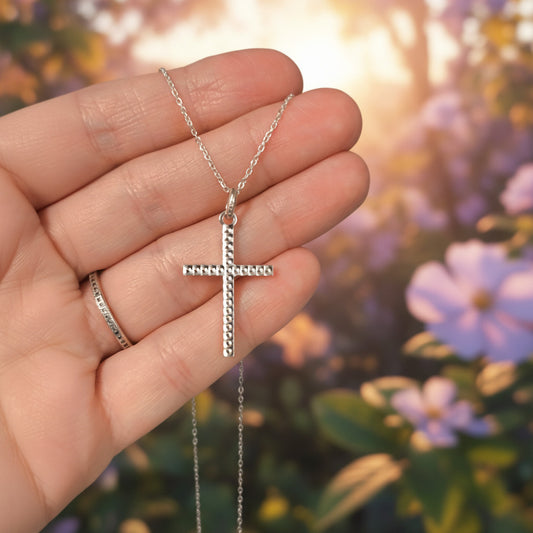 Colgante "Dualidad Sagrada" – Cruz de Doble Faz en Plata de Ley (Pulida y Labrada)