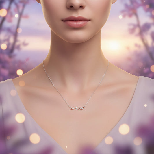 Gargantilla Ondas de Luz - Plata de Ley 925 Rodiada y Circonita Blanca - Amuleto de Fluidez y Regalo Místico
