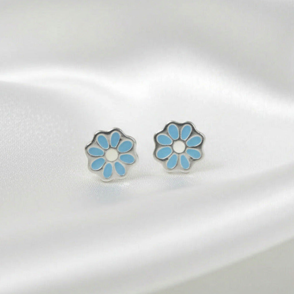 Conjunto Flor de Loto Celeste - Plata de Ley 925 Esmaltada - Amuleto de Calma y Regalo de Protección Espiritual