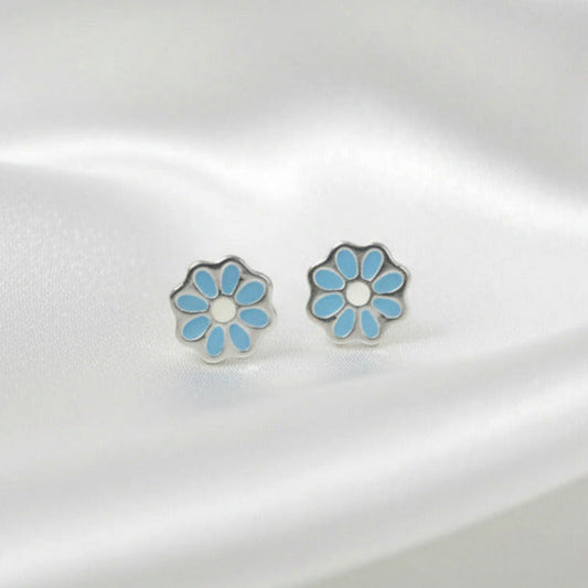 Conjunto Flor de Loto Celeste - Plata de Ley 925 Esmaltada - Amuleto de Calma y Regalo de Protección Espiritual
