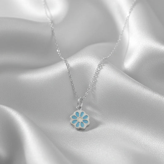Conjunto Flor de Loto Celeste - Plata de Ley 925 Esmaltada - Amuleto de Calma y Regalo de Protección Espiritual