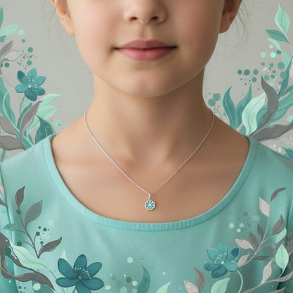 Conjunto Flor de Loto Celeste - Plata de Ley 925 Esmaltada - Amuleto de Calma y Regalo de Protección Espiritual