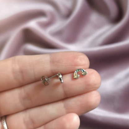 Pendientes Arcoíris de Plata de Ley 925 Rodiada y Circonitas - Amuleto de Esperanza y Regalo de Luz