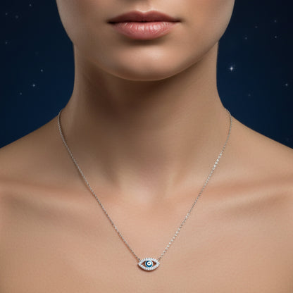 Gargantilla Ojo Turco de Plata de Ley 925 Rodiada - Amuleto del Ojo Místico contra el Mal de Ojo y Regalo de Protección Ancestral