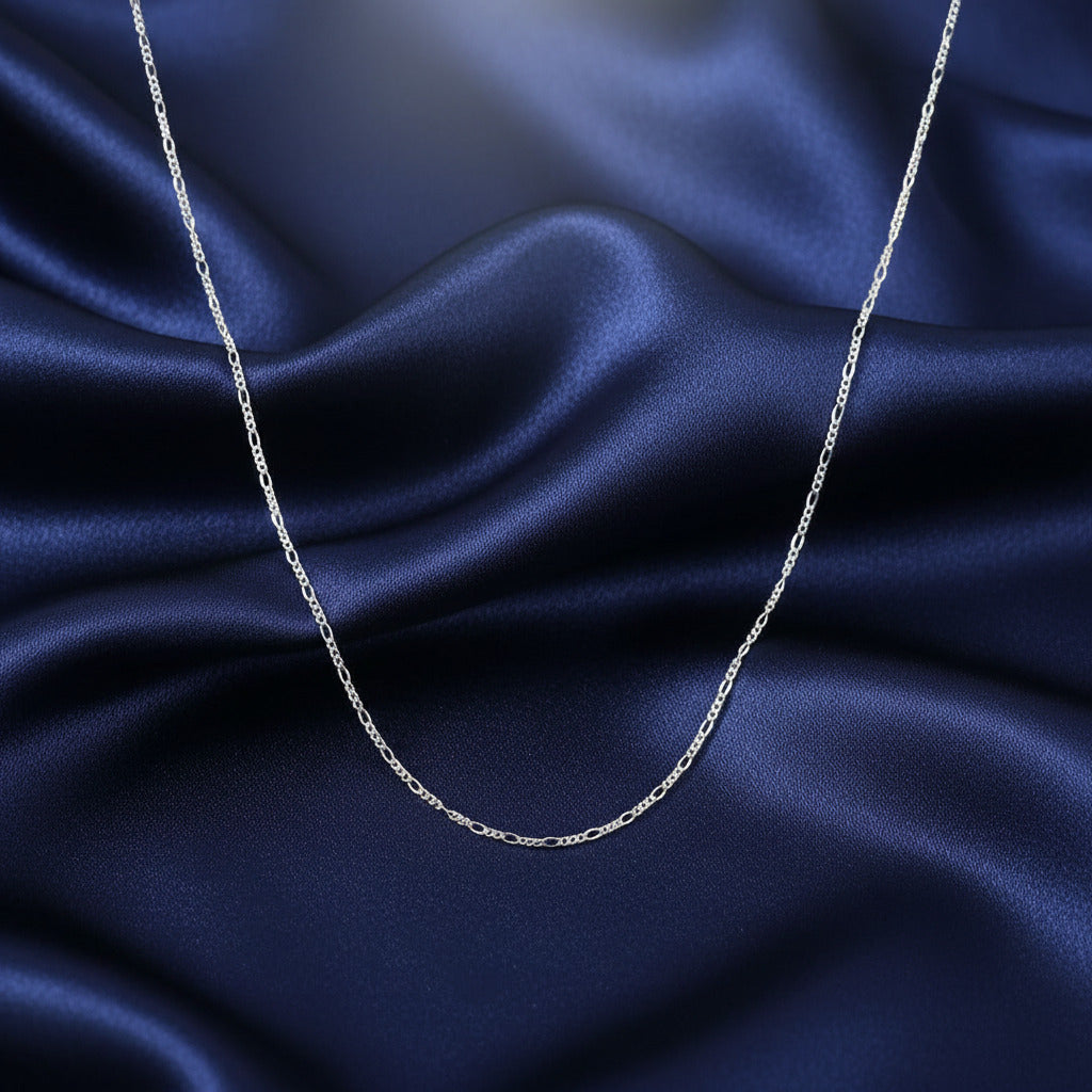 Cadena Fígaro 60 cm de Plata de Ley 925 - Amuleto de Flujo Sagrado, Canalización de Energía y Regalo de Conexión Espiritual