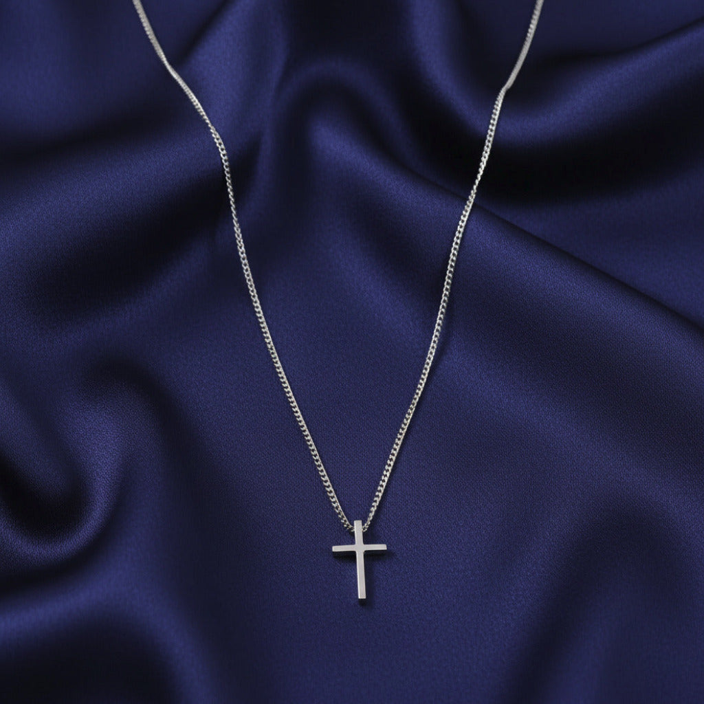 Gargantilla de Cruz de Plata de Ley 925 Rodiada 43 cm - Amuleto de Fe, Protección Espiritual y Regalo de Conexión Sagrada