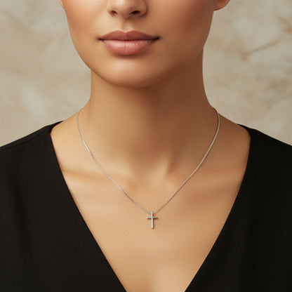 Gargantilla de Cruz de Plata de Ley 925 Rodiada 43 cm - Amuleto de Fe, Protección Espiritual y Regalo de Conexión Sagrada