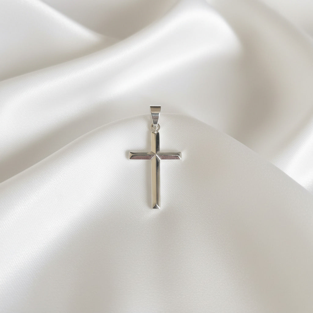 Cruz Clasica Facetada en Plata de Ley 925 - Amuleto de Proteccion y Regalo