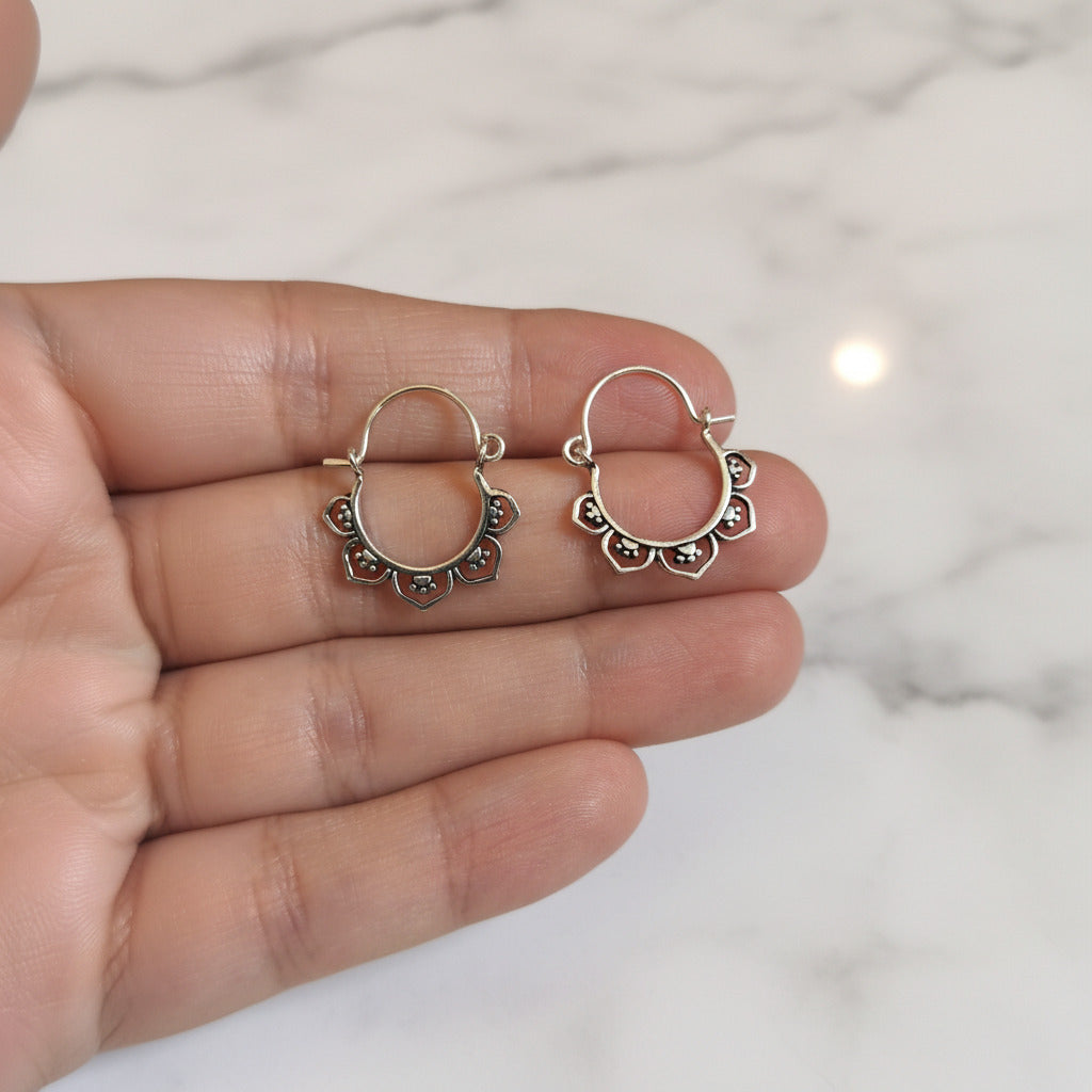 Aros Boho en Plata de Ley 925 Oxidada - Regalo de Estilo Bohemio y Elegante