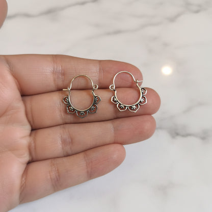 Aros Boho en Plata de Ley 925 Oxidada - Regalo de Estilo Bohemio y Elegante