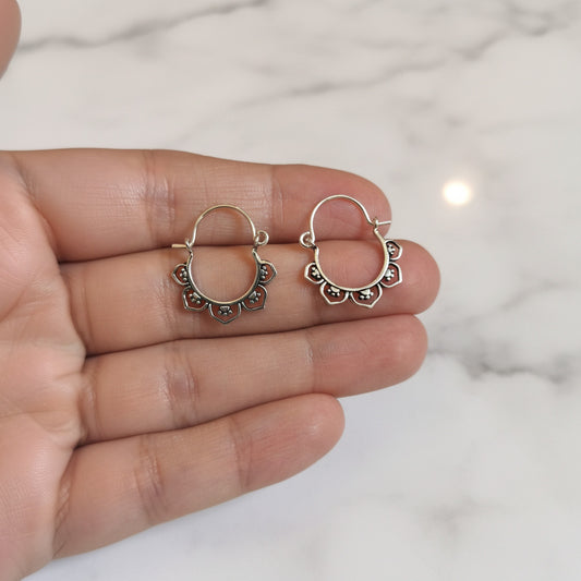 Aros Boho en Plata de Ley 925 Oxidada - Regalo de Estilo Bohemio y Elegante