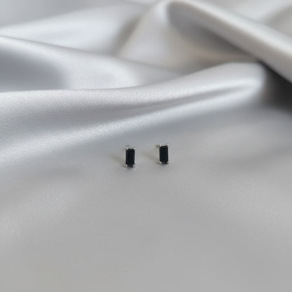 Pendientes Rectangulares en Plata de Ley 925 Rodiada con Circonita Negra - Regalo Elegante