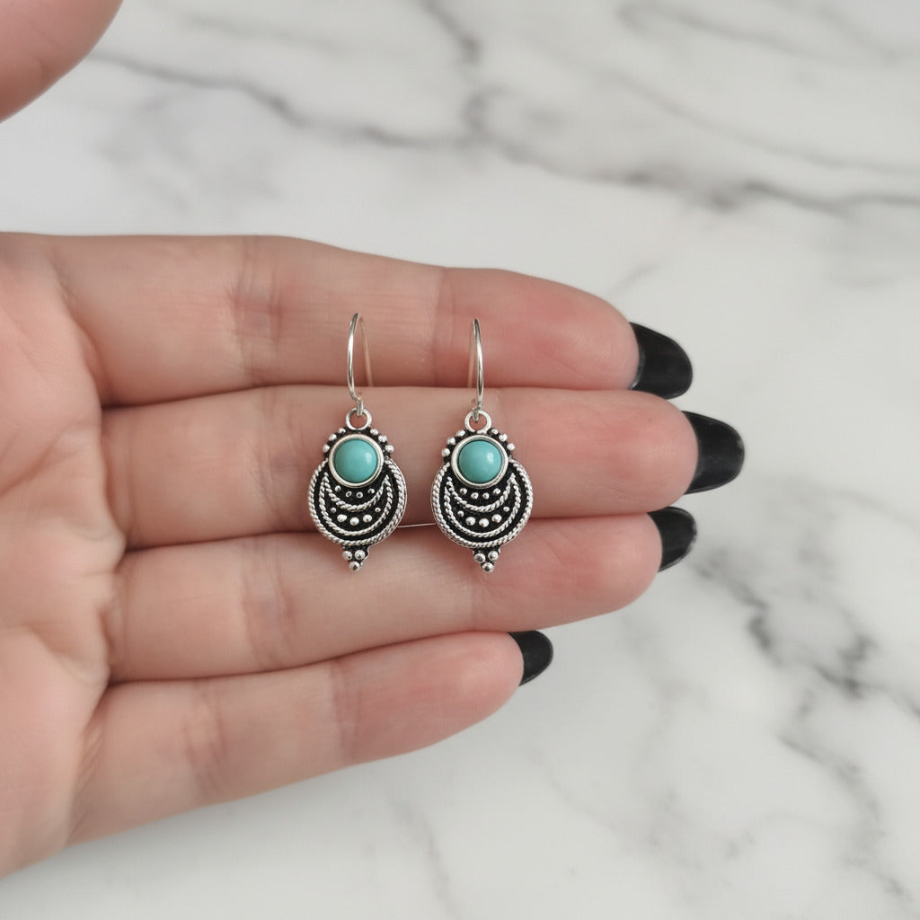 Pendientes de Plata de Ley 925 y Esmalte Turquesa