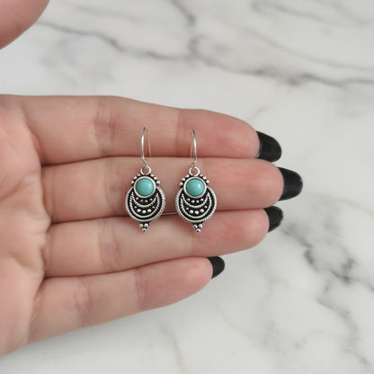 Pendientes de Plata de Ley 925 y Esmalte Turquesa