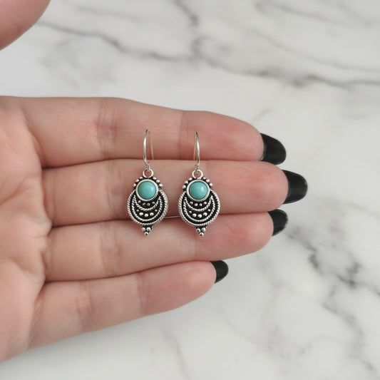 Pendientes de Plata de Ley 925 y Esmalte Turquesa